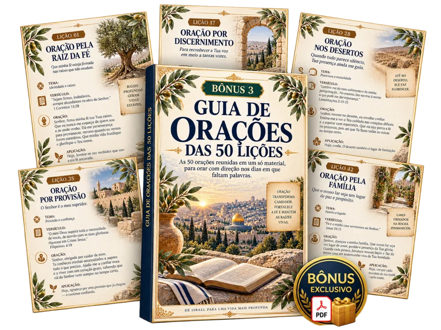 Mockup do Guia de Orações das 50 Lições